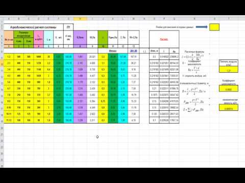 Видео: Аэродинамический расчет системы вентиляции в екселе