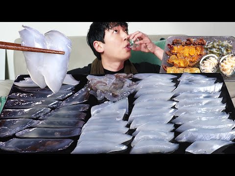 Видео: Сладкий и вкусный сырой кальмар! MUKBANG REALSOUND ASMR ЕДИНСТВЕННОЕ ШОУ