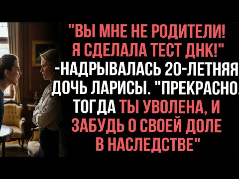Видео: ＂Вы мне не родители!Я сделала тест ДНК!＂надрывалась 20летняя дочь Ларисы.Тогда не думай о наследстве