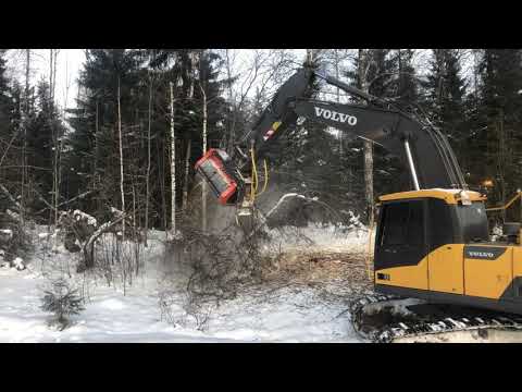 Видео: Работа мульчера UM-Forest 160H 505 на экскаваторе VOLVO