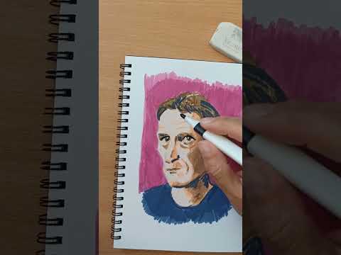Видео: Рисую акриловыми маркерами. Speedpaint мужской портрет
