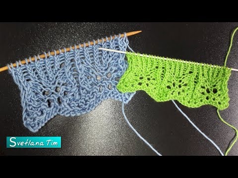 Видео: Край изделия спицами Ушки Кота. Оформление низа изделия # 606