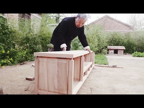 Видео: Дедушка Аму показал сборку тумбы под телевизор с врезной и шиповой конструкцией, так круто