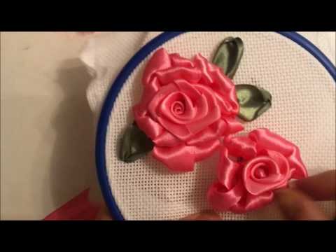 Видео: Роза вышитая лентами / Rose embroidered with ribbons