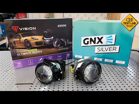 Видео: Светодиодные линзы с размытой СТГ. Что выбрать? Vision или GNX Silver? Тест.