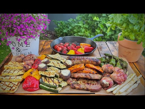 Видео: Идеальная закуска к шашлыку или грильному мясу!!! Грильные овощи и шампиньоны!! Быстро и вкусно!!!