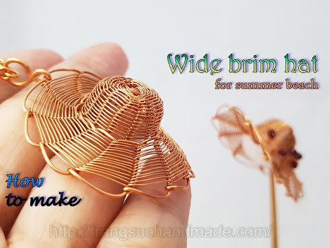 Видео: Шляпа с широкими полями для летнего пляжа из медной проволоки - подвеска или декорированная 538