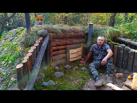 Видео: Землянка на поляне. Финал строительства🪓🔨🧱