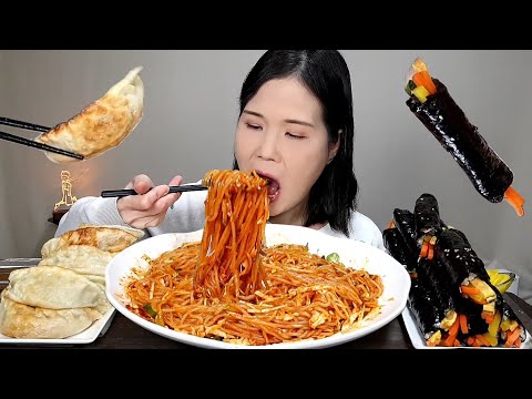 Видео: мукбанг, пряный, лапша, кимбап, ASMR