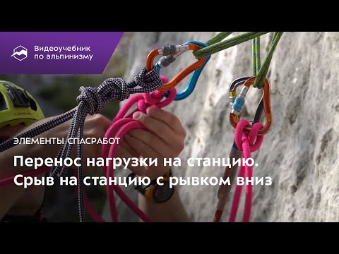 Видео: Элементы спасработ. Перенос нагрузки на станцию. Вариант 1 - срыв на станцию с рывком вниз