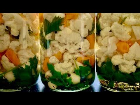 Видео: Маринованная цветная капуста на зиму ароматная, хрустящая, к праздничному столу!! Готовится легко!!!