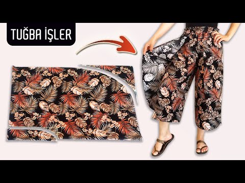 Видео: Как очень легко сшить брюки кюлоты и сделать выкройку | Tuğba İşler