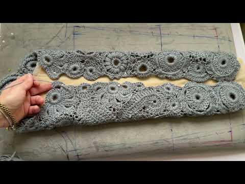 Видео: Сборка рукава Ирландского кружева, вязание крючком 