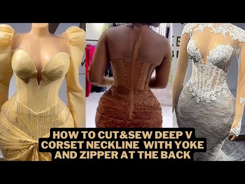 Видео: КАК КРОМИТЬ И СШИТЬ ПЛАТЬЕ-КОРСЕТ С ГЛУБОКИМ V-ОБРАЗНЫМ ВЫРЕЗОМ И ЗАСТЕЖКОЙ-МОЛНИЕЙ #шитье #кройи...