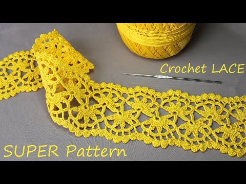 Видео: Beautiful and easy to CROCHET LACE for beginners PATTERN SCHEME Ленточное кружево крючком КАЙМА