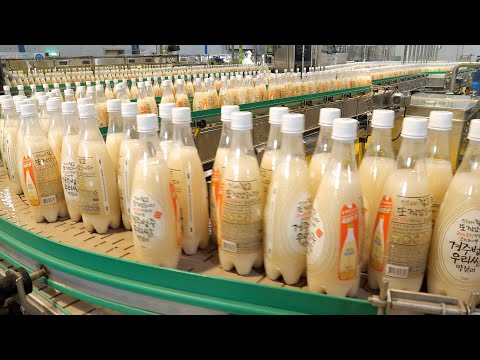 Видео: Процесс массового производства риса макколи в Корее.