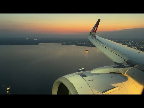 Видео: Turkish Airlines • Airbus A321-271NX • TC-LTG • Красивая вечерняя посадка в Салониках