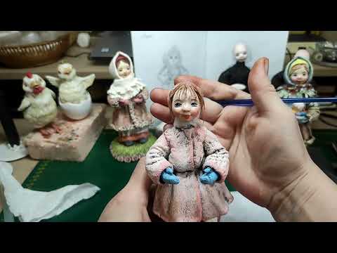 Видео: ☺️ ДЕВОЧКА КРАСАВИЦА. Урок номер 11. Второй вариант платочка и его роспись. Делаем челку..