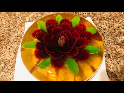 Видео: Делаем цветы в желе!это вкусно и красиво /3D...մրգային տորթ դոնդողով!