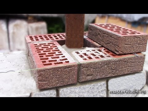 Видео: Кирпичная кладка 1-го ряда колонны