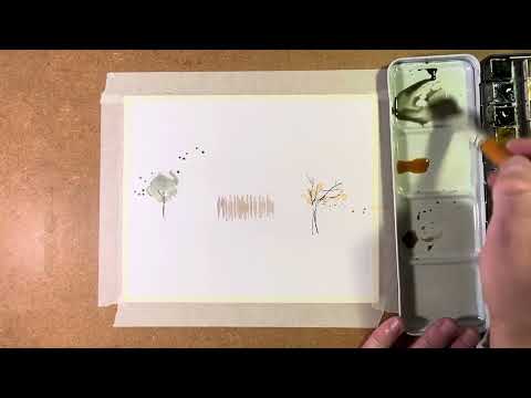 Видео: Рисование деревьев тушью и акварелью