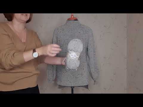 Видео: Обзор готового свитера регланом сверху из Ализе твид
