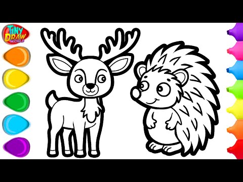 Видео: 🦌🦔 Как нарисовать милого оленя и ёжика | Простое пошаговое руководство
