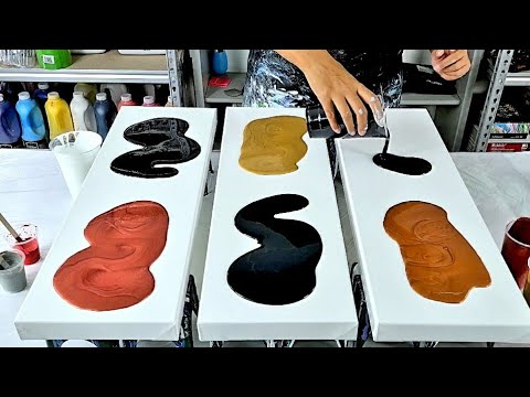Видео: Акриловая картина с заливкой МЕДЬ, ЗОЛОТО и БРОНЗА! - Flow Art - Акриловая заливка