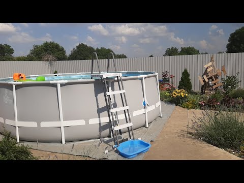 Видео: Бассейна. intex размер 4.57m на 1.22m \\ Песочный фильтр intex \\Обзор\Установка\\качество\\цена\\