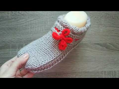 Видео: Тапочки для дома. Подробный МК 💫#knitting #handmade #мк #тапочкиспицами