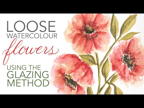 Видео: Акварельные цветы, нарисованные методом лессировки