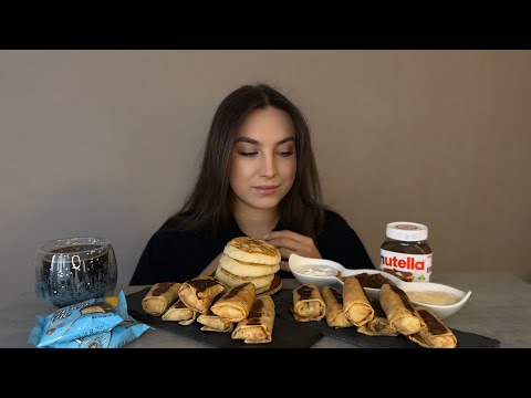 Видео: МУКБАНГ | БЛИНЧИКИ ОЛАДУШКИ СЫРНЫЙ ЧОКОПАЙ | завтрак 🥞 семейный бюджет