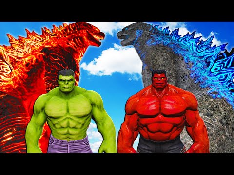 Видео: Халк и Красный Халк против Годзиллы Файер и Годзиллы Айс