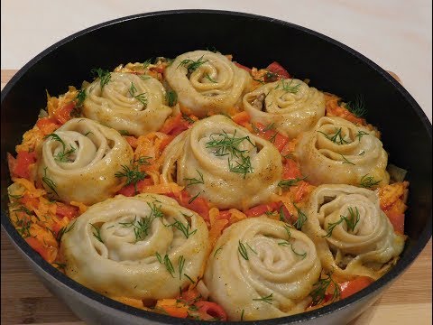 Видео: "Завитушки на овощной подушке"-невероятно вкусное блюдо!