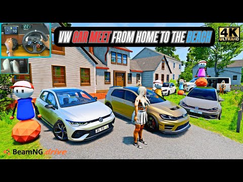 Видео: Еду на новом Volkswagen Golf 7 на пляж с друзьями — худшее случается! | Использую Logitech G29
