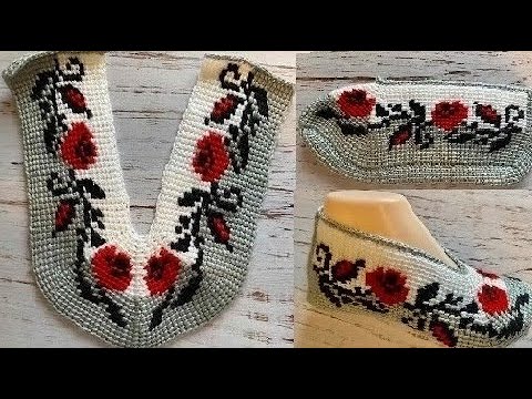 Видео: Следки-тапочки , тунисское вязание  // tunus patik