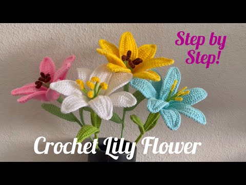 Видео: Как связать крючком цветок лилии — легко для начинающих 💯Легкое вязание крючком цветка лилии🥰