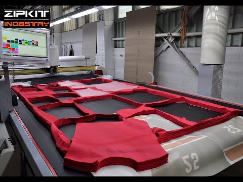 Видео: Раскройный комплекс Investronica Topaz CV 070 запуск на фабрике Камелия-Принт Москва