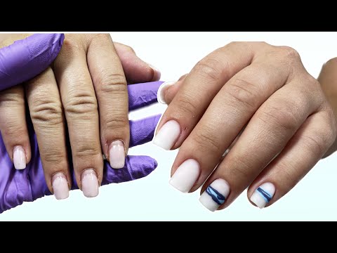 Видео: Коррекция ногтей гелем / Быстрый легкий дизайн / Тонкие торцы