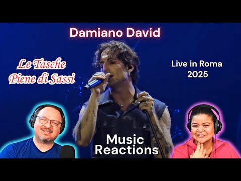Видео: Дамиано Давид "Le Tasche Piene di Sassi" (концерт в Риме, 2025, обложка Fancam) | Реакция пары!