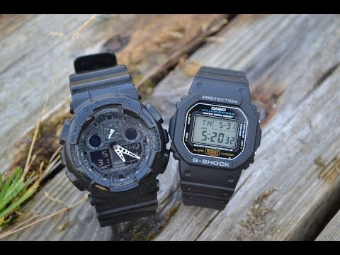 Видео: Casio G-SHOCK DW-5600E vs G-SHOCK GA-100-1A1ER. Обзор, сравнение после 2 и 8 лет использования.