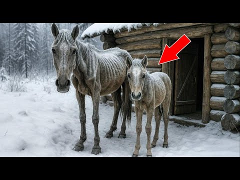 Видео: Замёрзшая кобыла с жеребцом умоляла впустить их внутрь. Когда дверь распахнулась — все ОБОМЛЕЛИ!