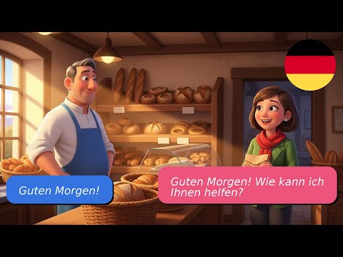 Видео: 5 простых диалогов на немецком языке (В пекарне) A-1 A-2