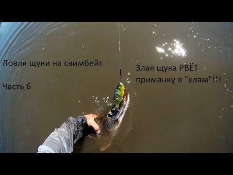 Видео: Ловля щуки на свимбейт.Часть 6.Злая щука рвёт приманку в "хлам"!!!