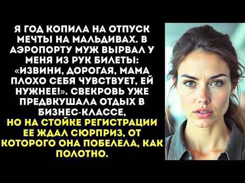 Видео: «Маме нужнее море!» Муж забрал мои билеты на Мальдивы и отдал их СВЕКРОВИ перед вылетом.