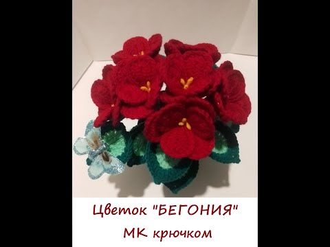 Видео: Цветок "БЕГОНИЯ" - МК крючком