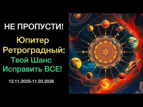 Видео: Ретроградный Юпитер. Время Вернуть упущенные Шансы. С 12 Ноября 2025 по 11 Марта 2026 года 