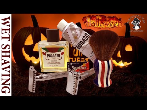 Видео: 💈 Бритье Двумя Станками на Хэллоуин Muhle R41 + RazoRock 37 Slant + Sputnik Лезвие, Yaqi Brush