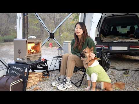 Видео: Соло-кемпинг в прозрачной горячей палатке в глубине осенних гор / Влог / ASMR