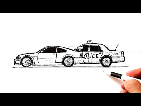 Видео: Как нарисовать полицейскую погоню | Рисунок автомобиля